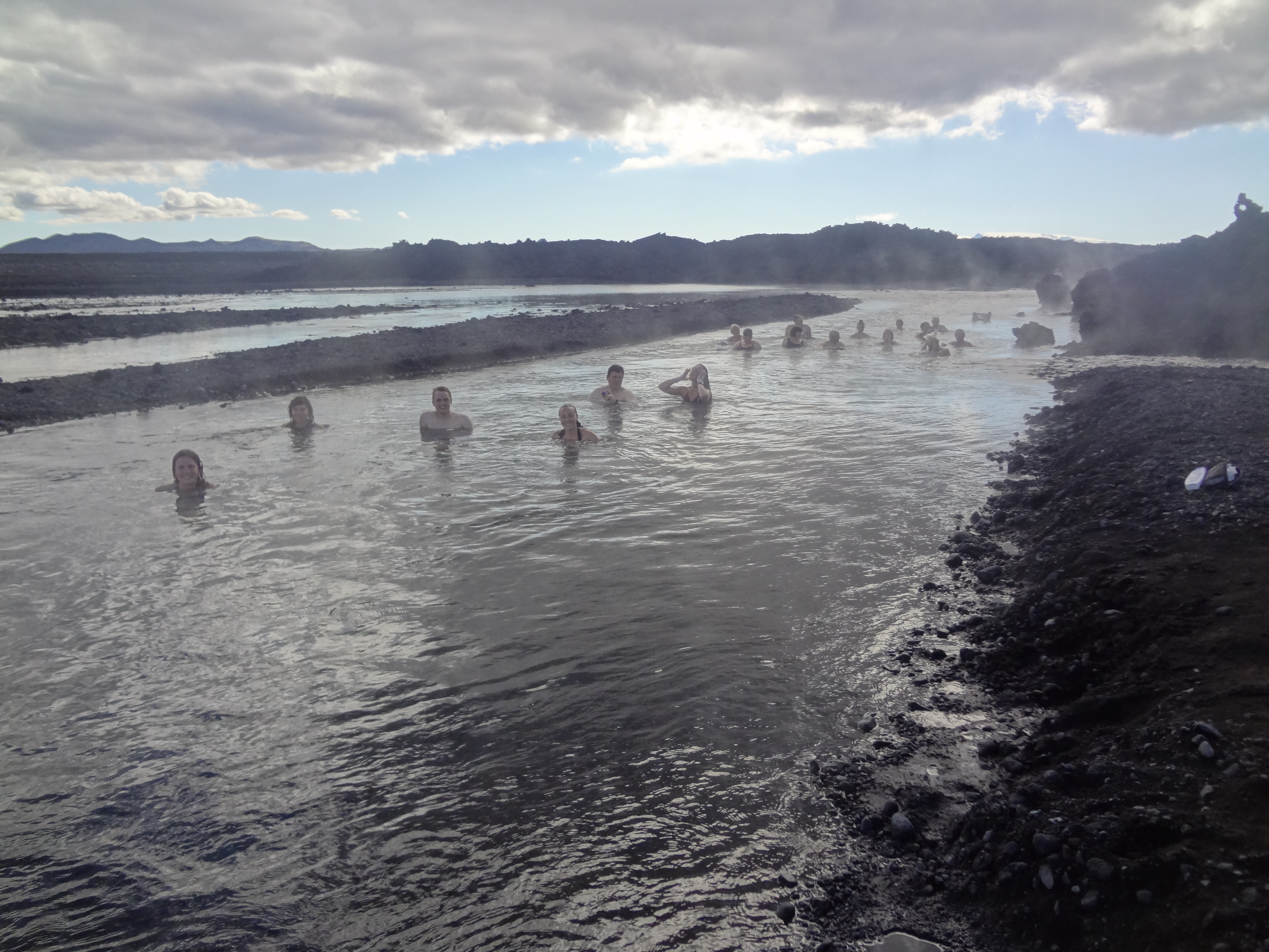 Bathing in the lava-heated glacial stream